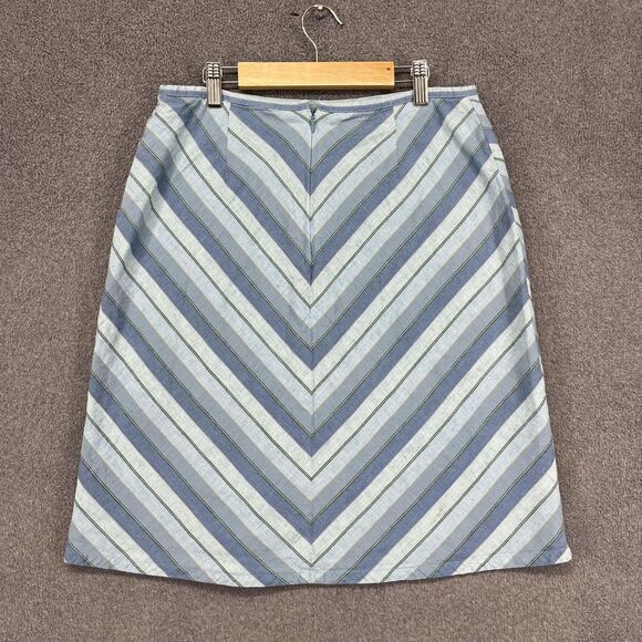 GAP Skirt Womens 6‎ Blue White Chevron Stripe Linen Cotton A Line Pockets Summer - Picture 9 of 14